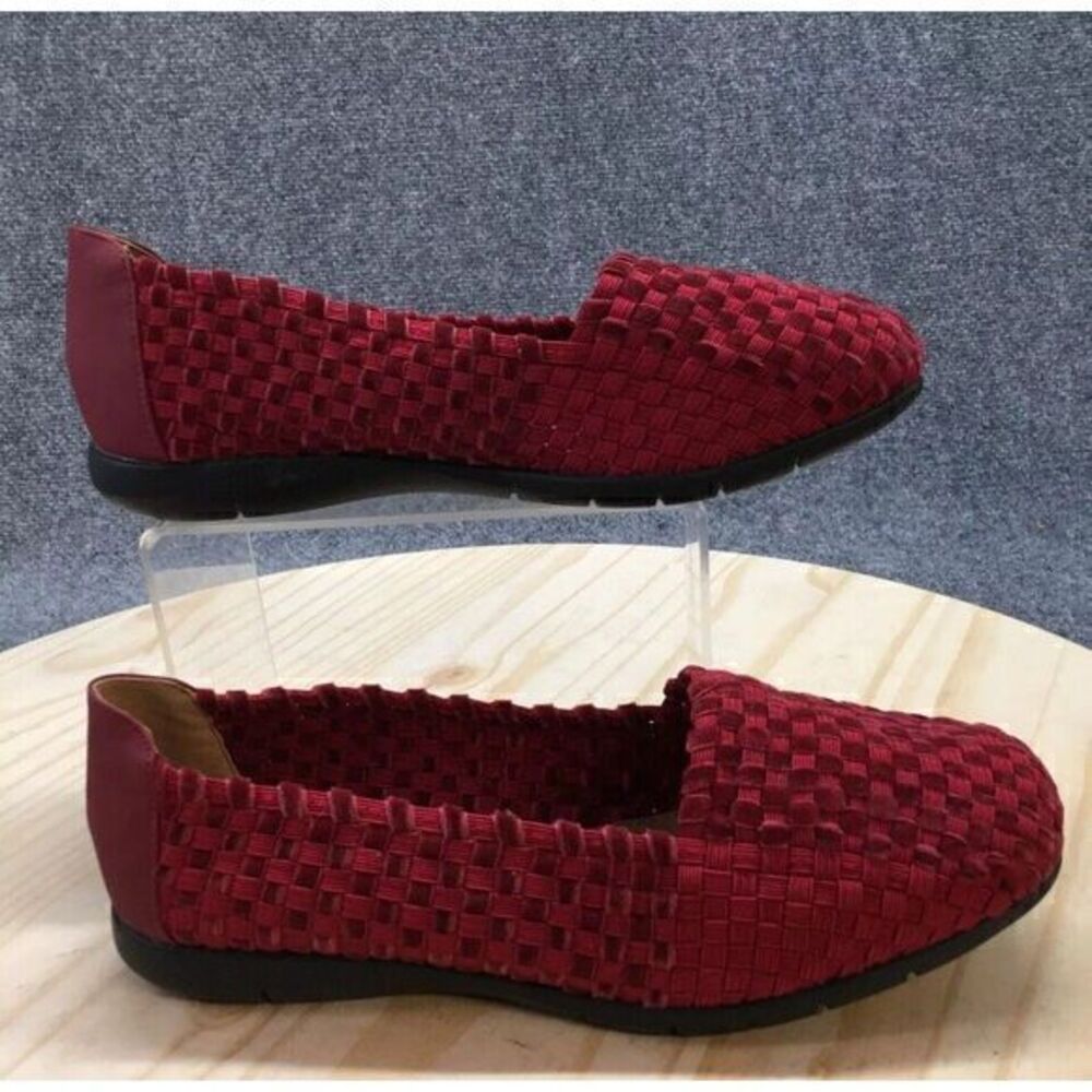 Comfortview Bethany Woven Red flat loafers Shoes Womens 8M Slip On Maroon Casual